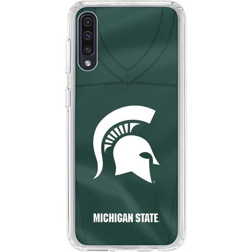Michigan State University Green Jersey Galaxy A50 Clear Case